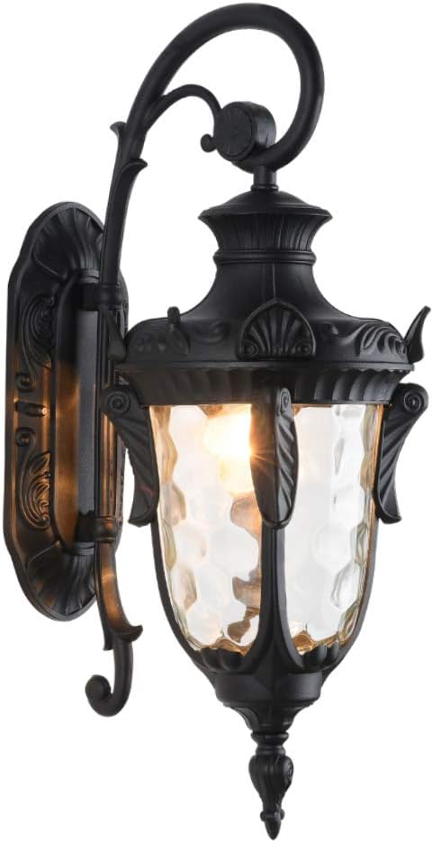 Black Hammered Glass Outdoor Wall Lantern