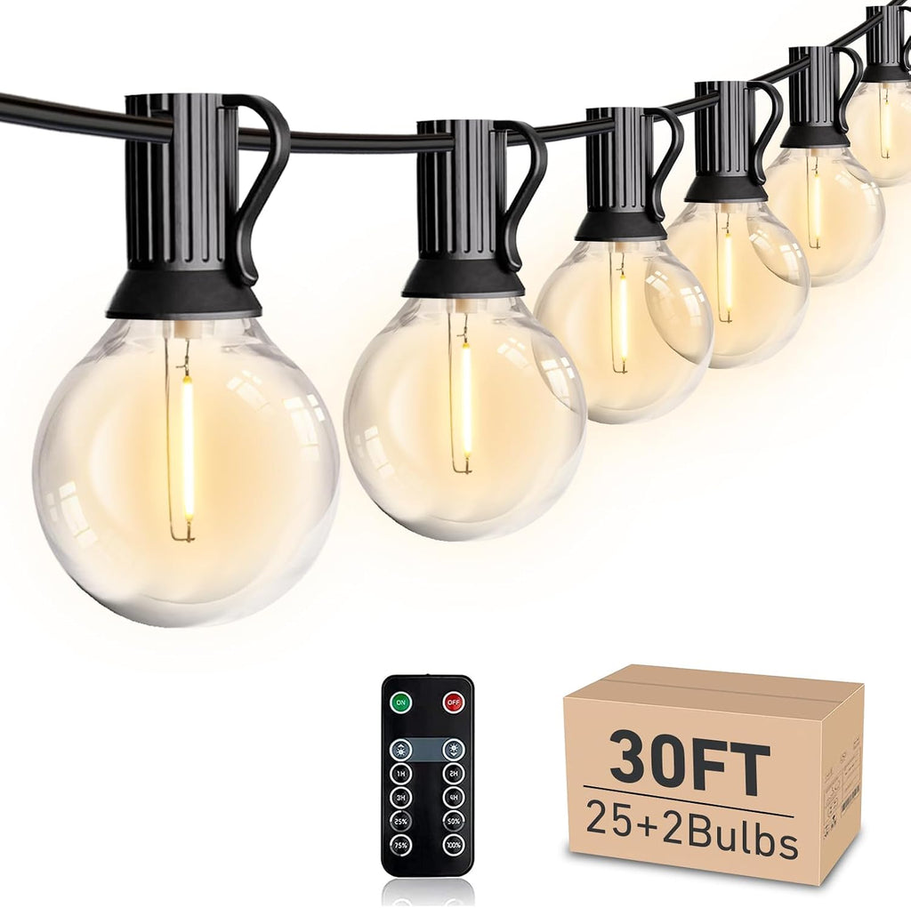 30FT Remote Control Dimmable G40 Globe String Lights
