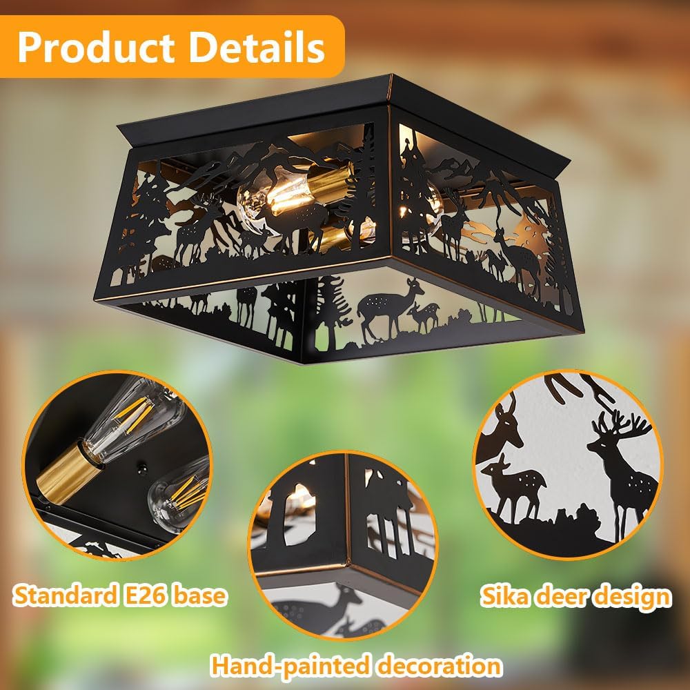 Black Deer Farmhouse Ceiling Light
