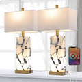 2 USB Alabaster Marble Table Lamps