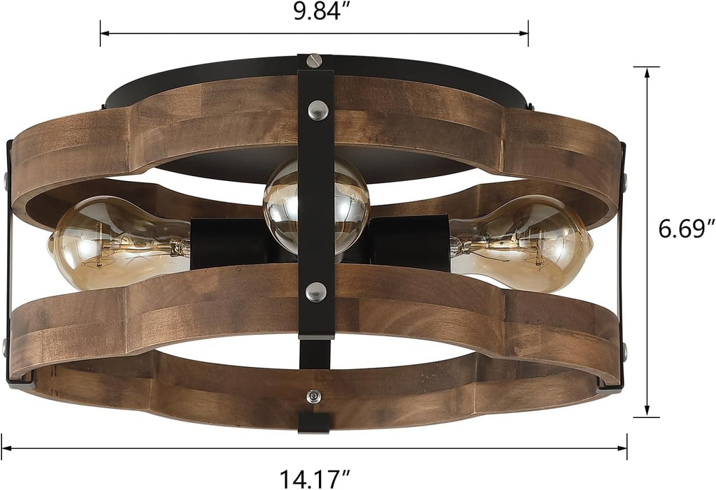 4-Light Wood Cage Farmhouse Ceiling Light