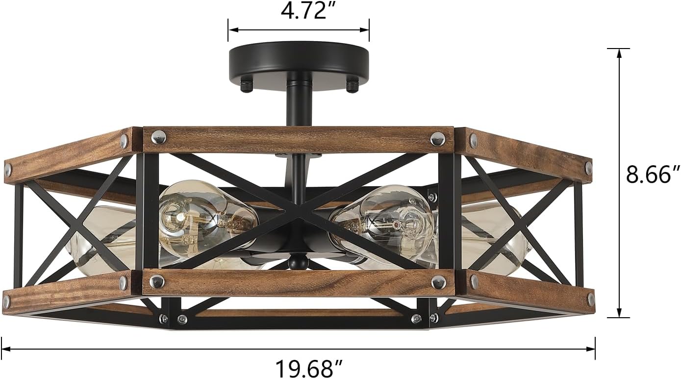 6-Light Large Farmhouse Ceiling Light