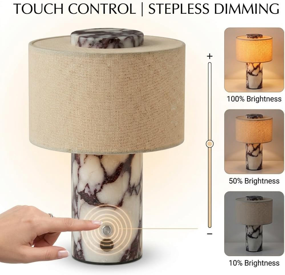 Marble Cordless Touch Table Lamp