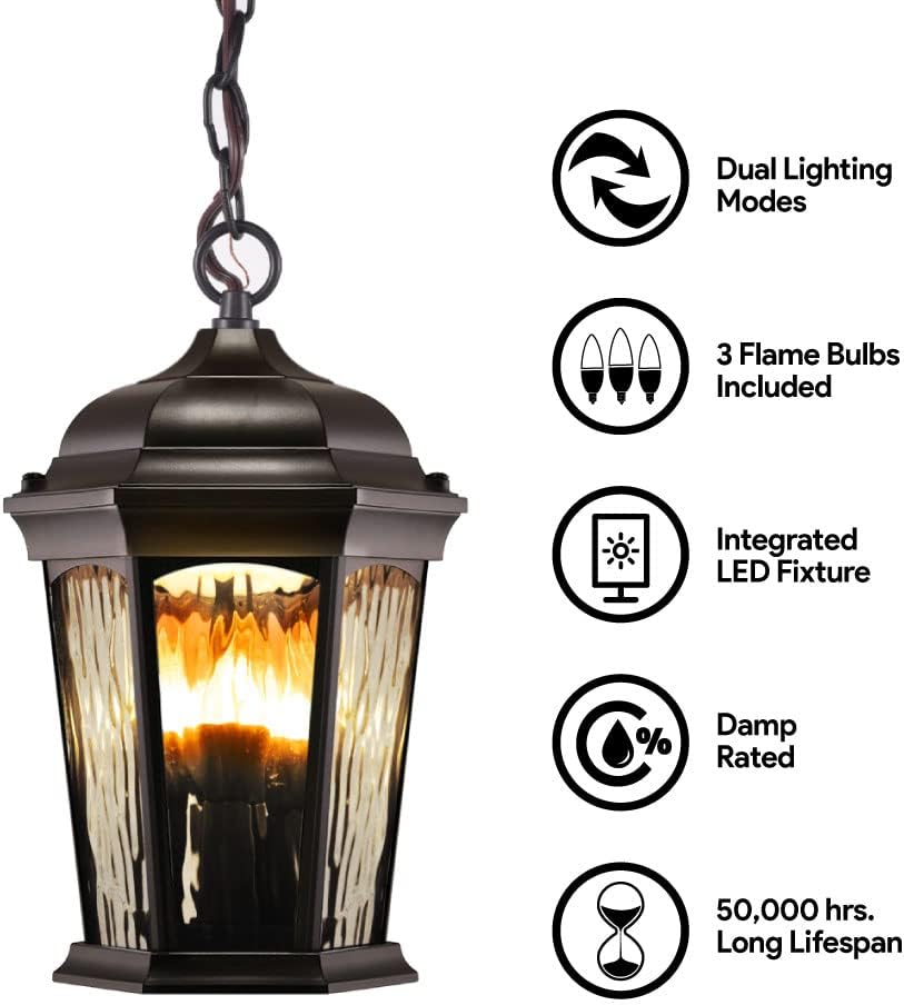 Bronze Flickering Flame Hanging Lantern