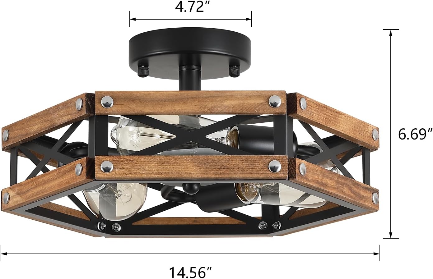 3-Light Wood Cage Ceiling Light