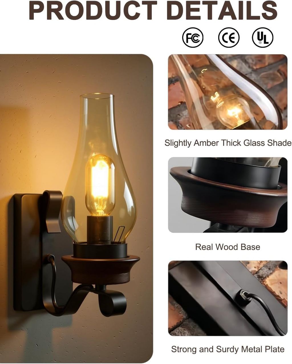 1 Rustic Glass Wall Sconce