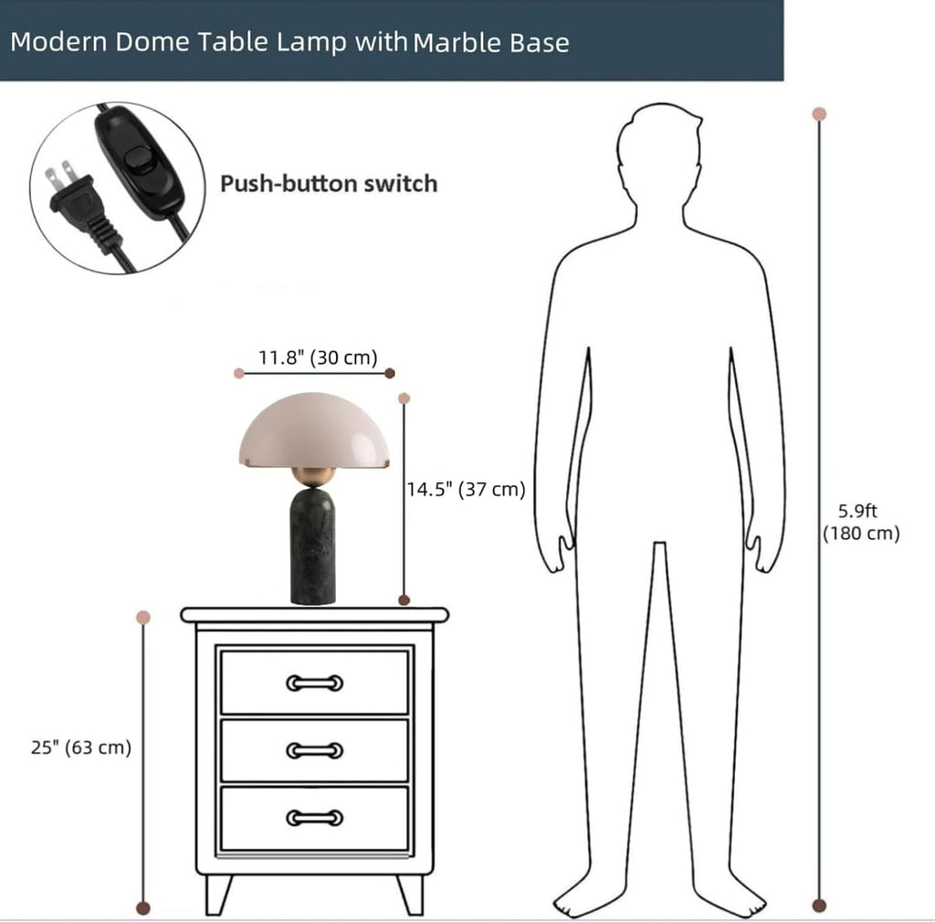 Black Marble Dome Table Lamp