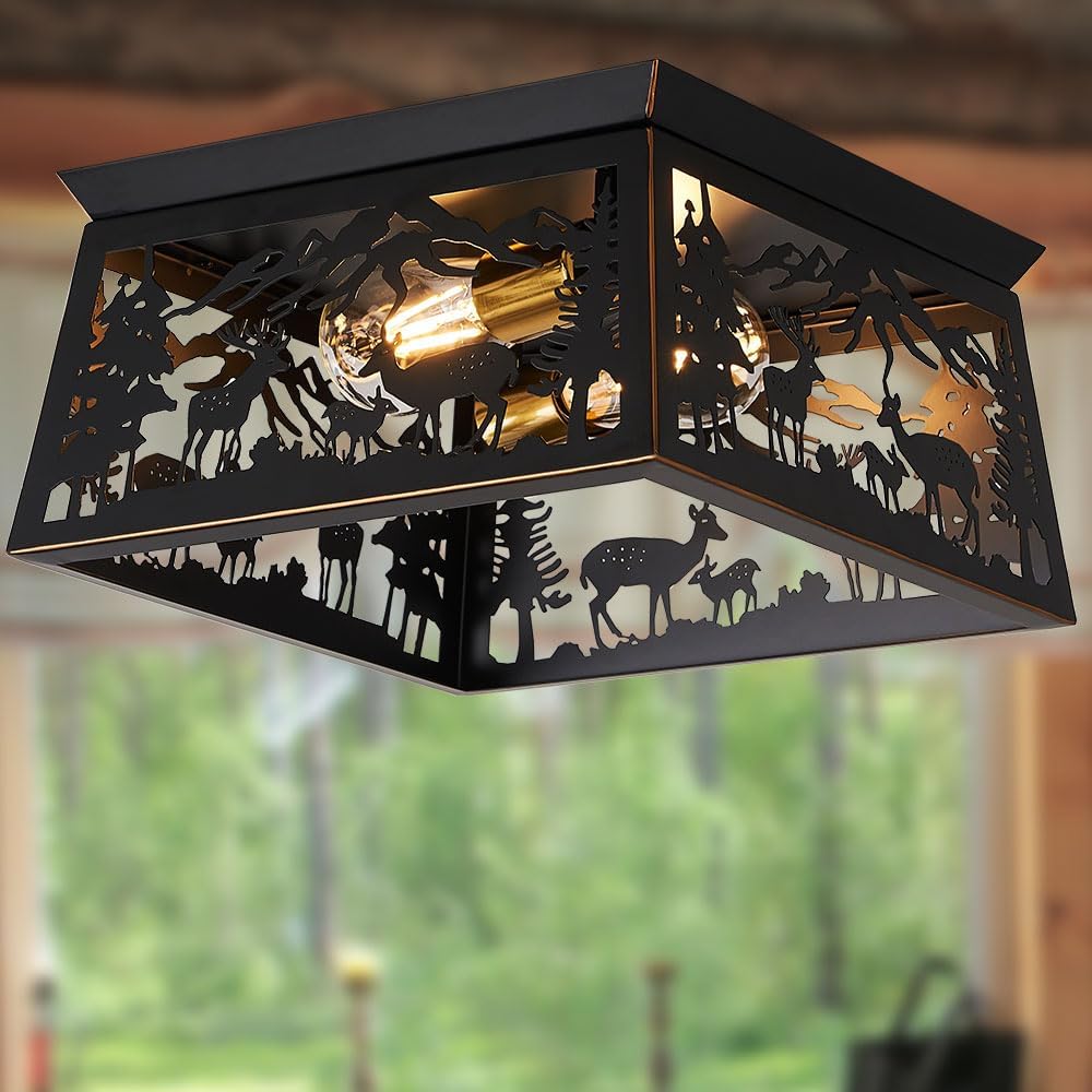 Black Deer Farmhouse Ceiling Light