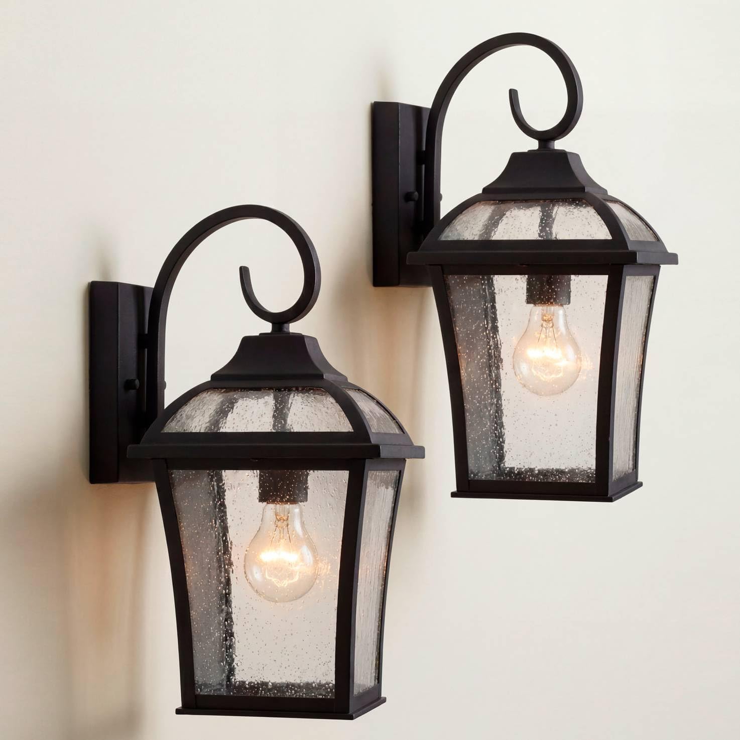 2 Black Carriage Outdoor Wall Lights