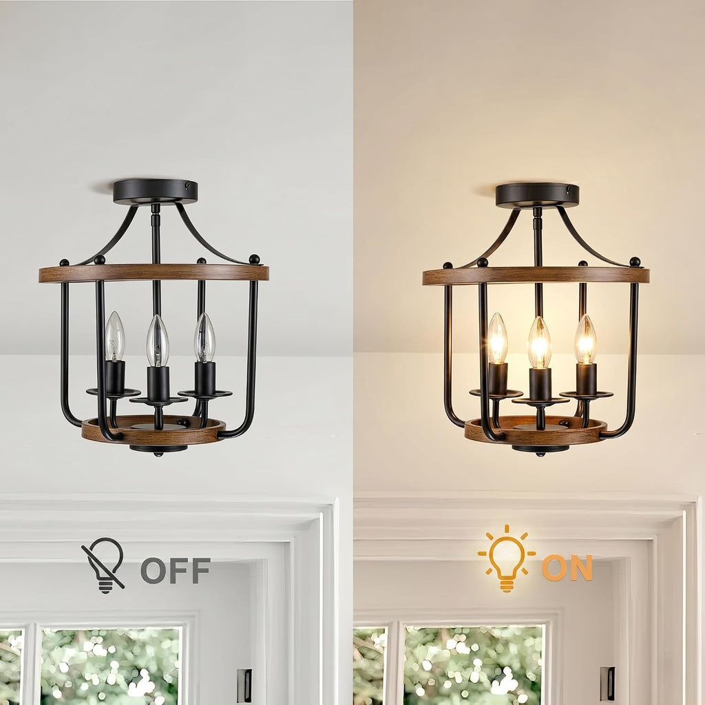 3-Light Cage Farmhouse Ceiling Light