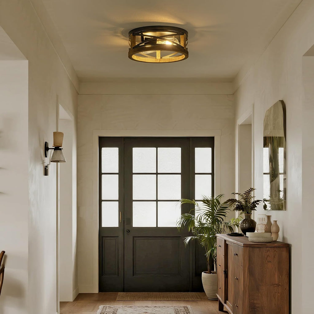 2-Light Wood Farmhouse Ceiling Light