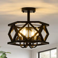 4-Light Black Farmhouse Ceiling Light