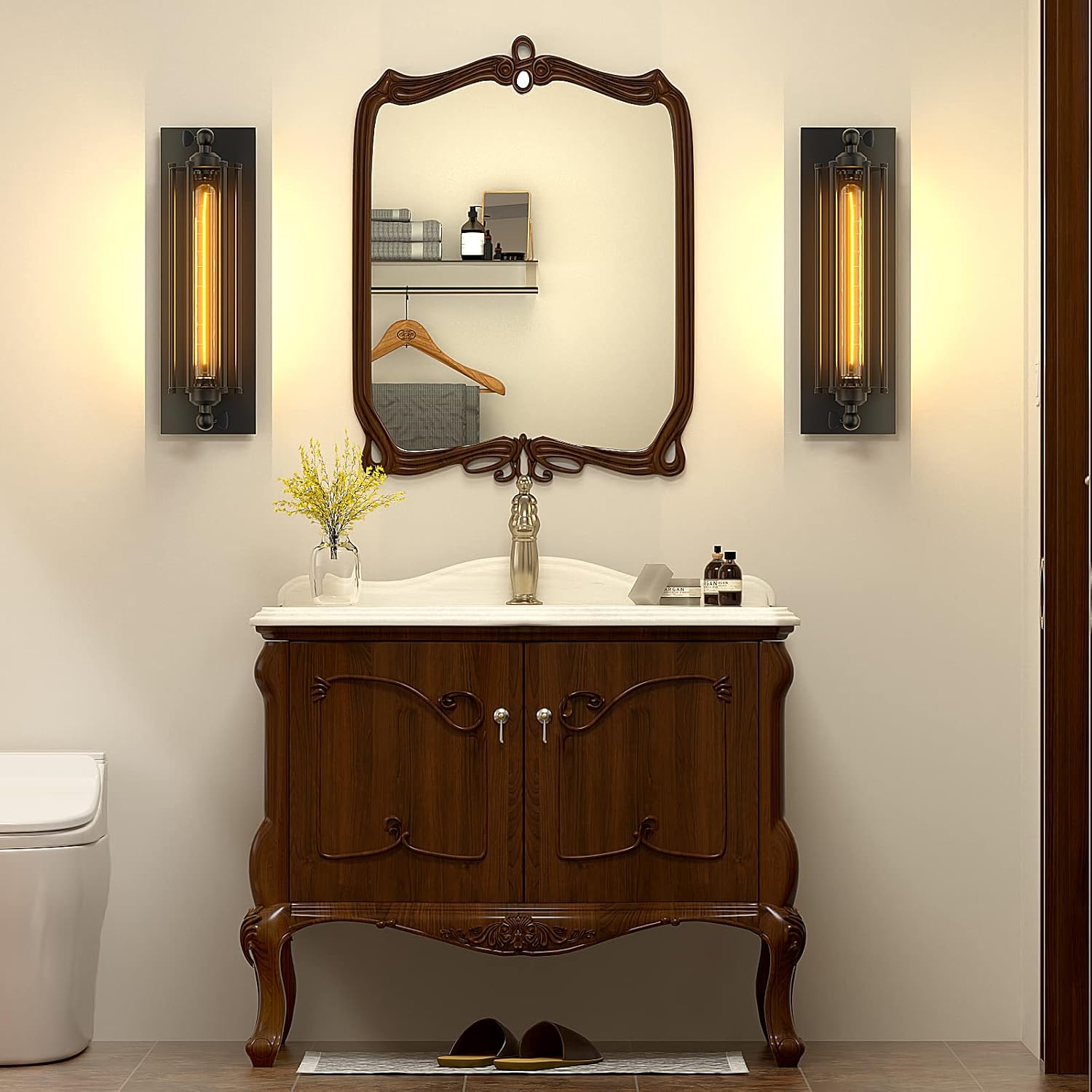 2 Black Industrial Wall Sconces