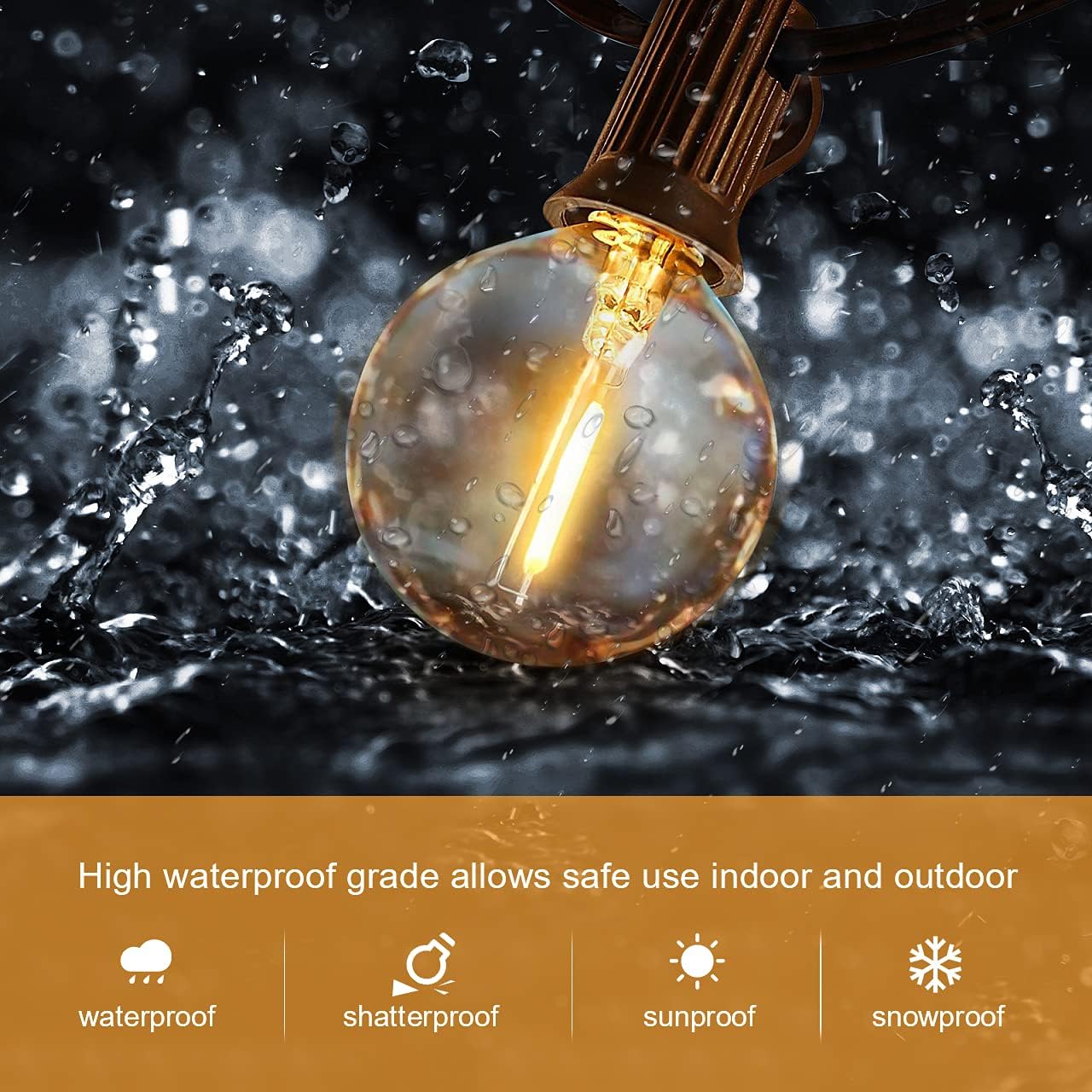 30FT Remote Control Dimmable G40 Globe String Lights