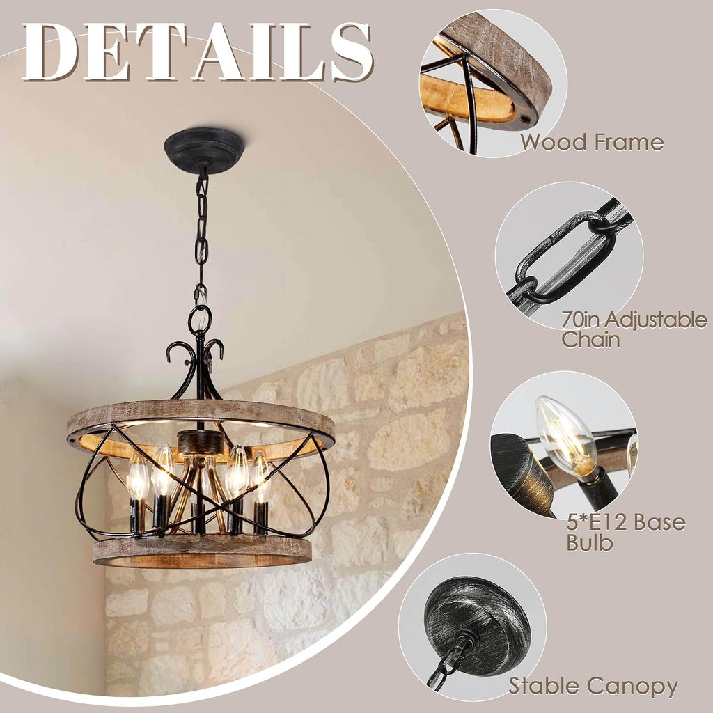 5-Light Drum Farmhouse Chandelier
