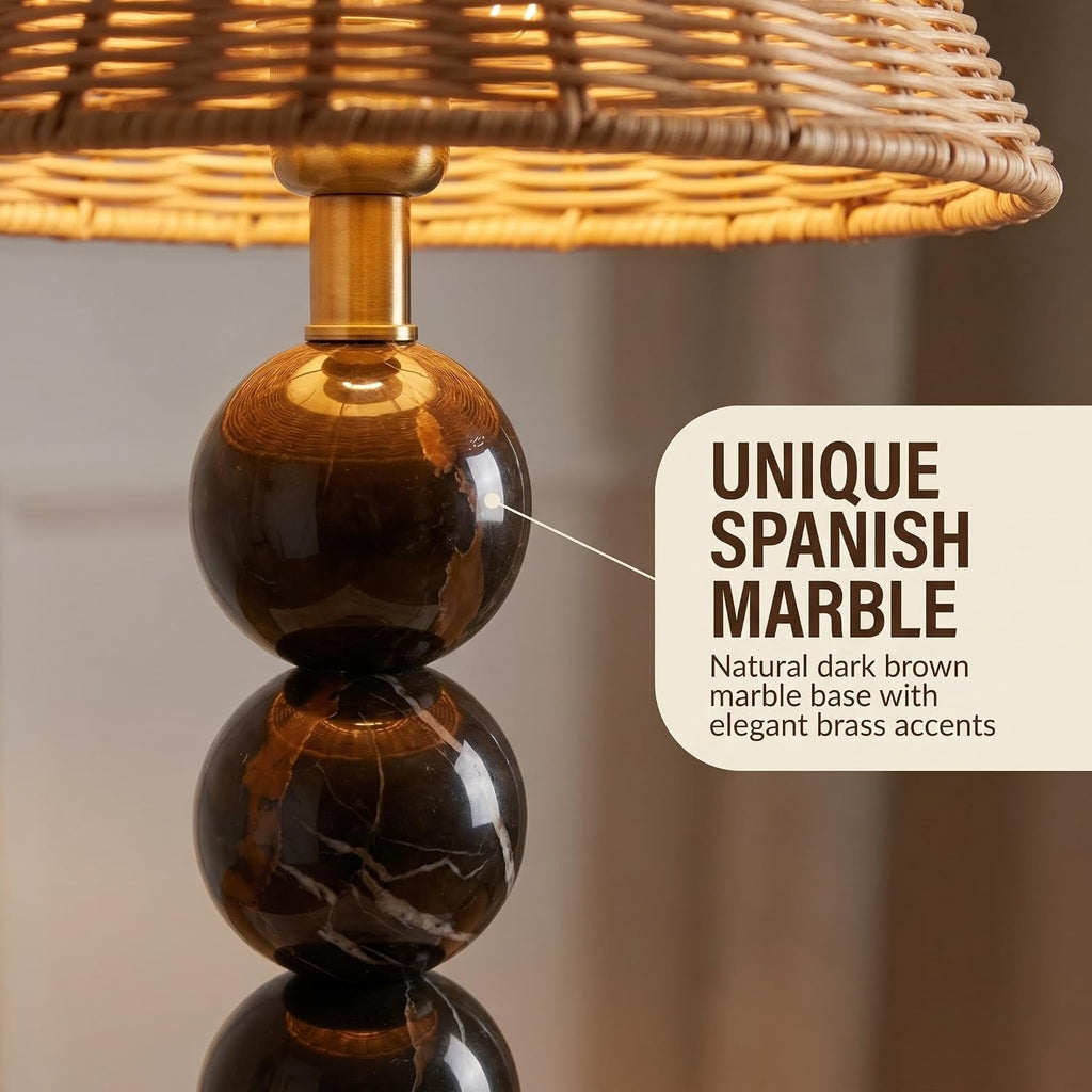 Stacked Ball Marble Rattan Table Lamp