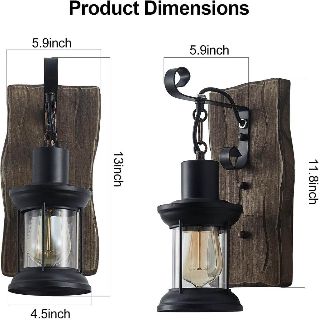 Black Wood Backplate Wall Sconce