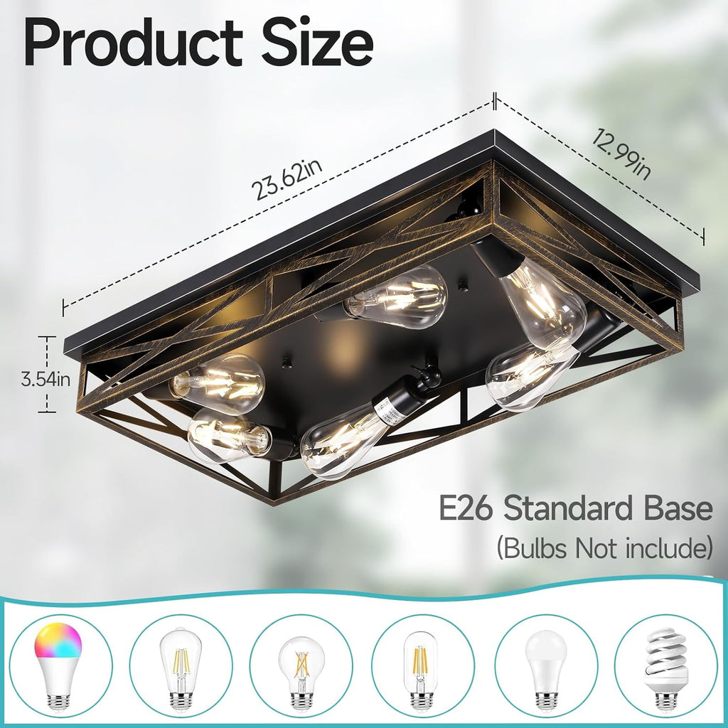 6-Light Farmhouse Cage Ceiling Light