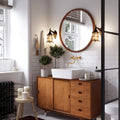 2 Bronze Amber Glass Wall Sconces