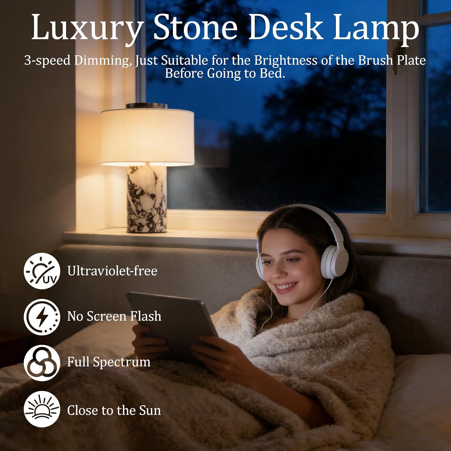 USB Rechargeable Marble Touch Table Lamp