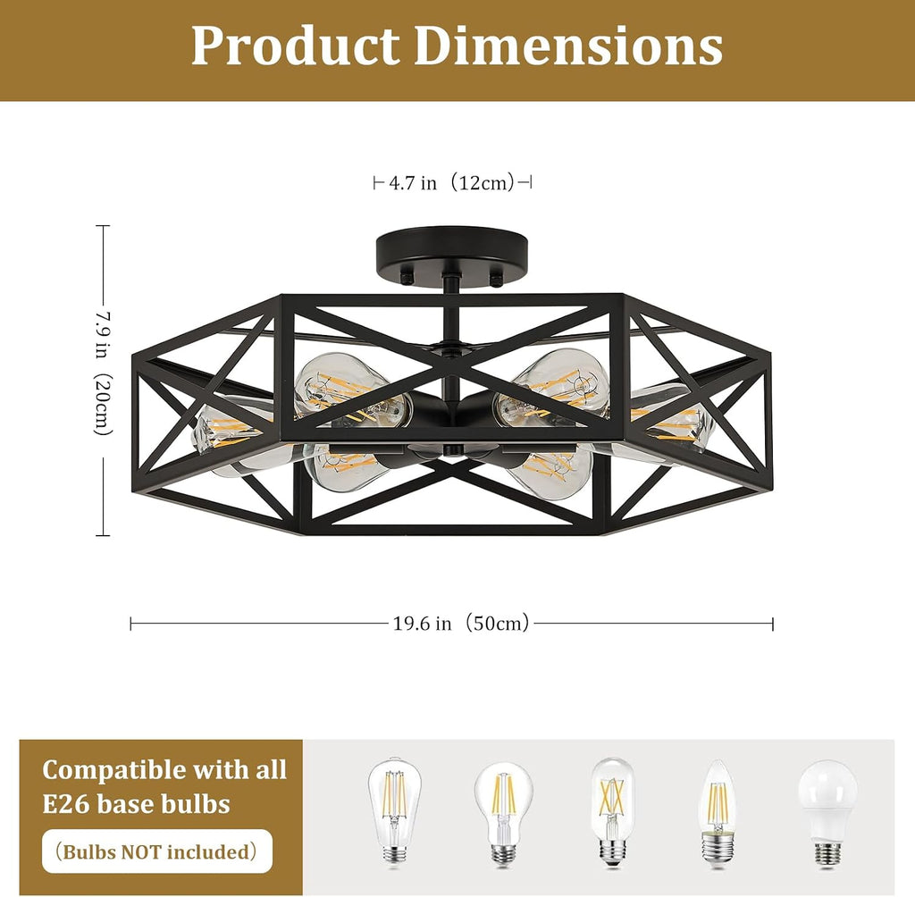 Hexagonal Farmhouse Ceiling Light