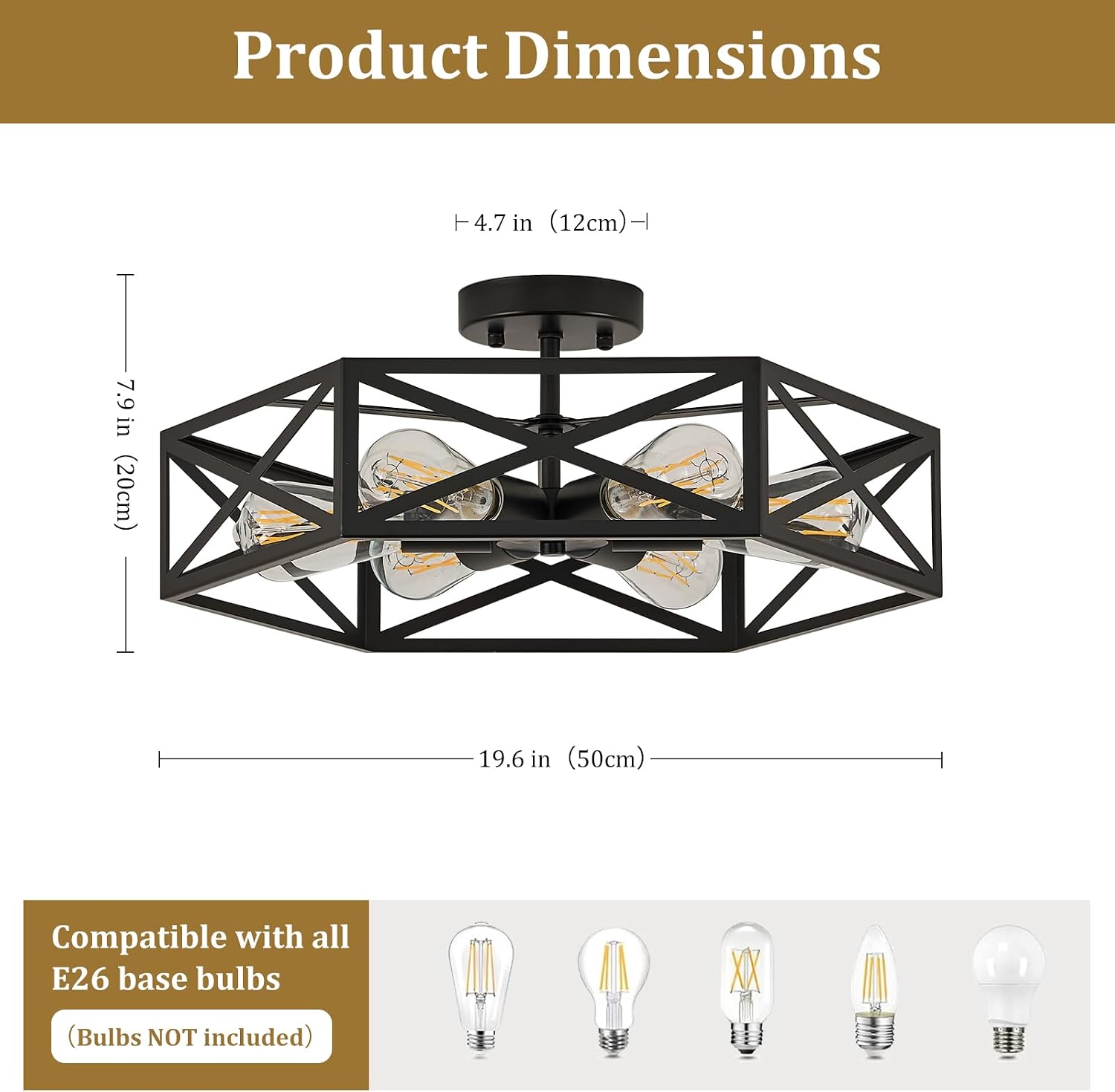 Hexagonal Farmhouse Ceiling Light