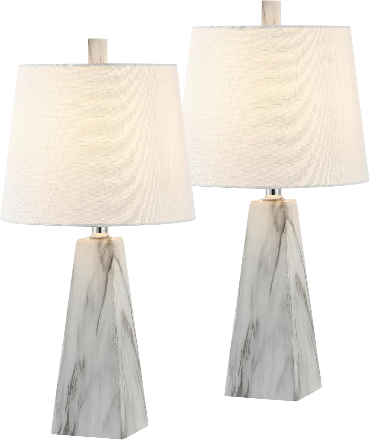 2 White Marble Modern Table Lamps