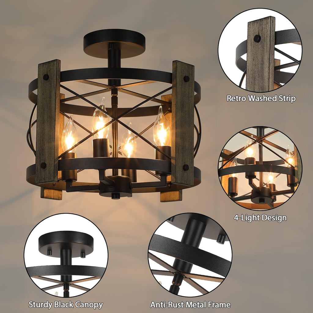 4-Light Farmhouse Ceiling Light
