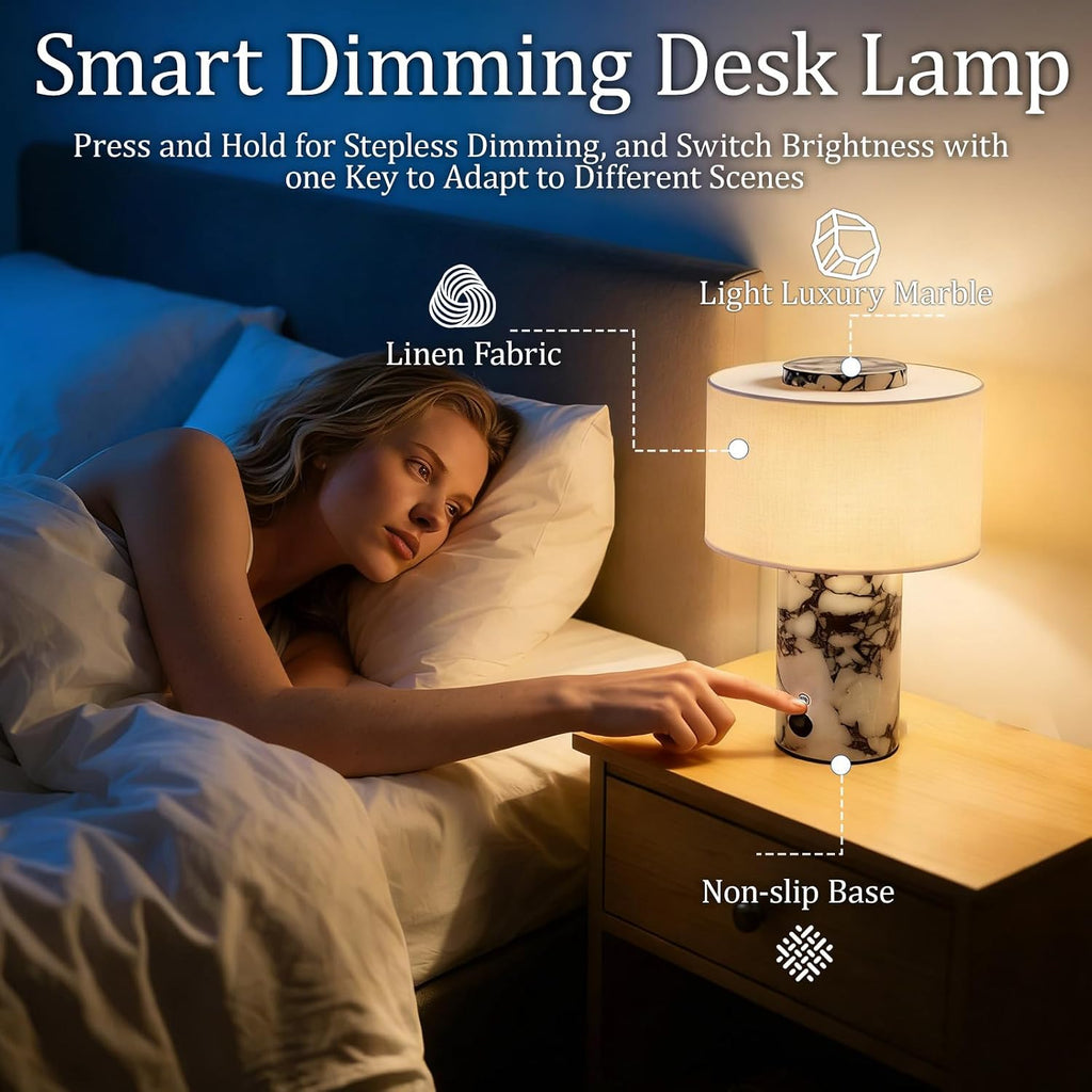 USB Rechargeable Marble Touch Table Lamp