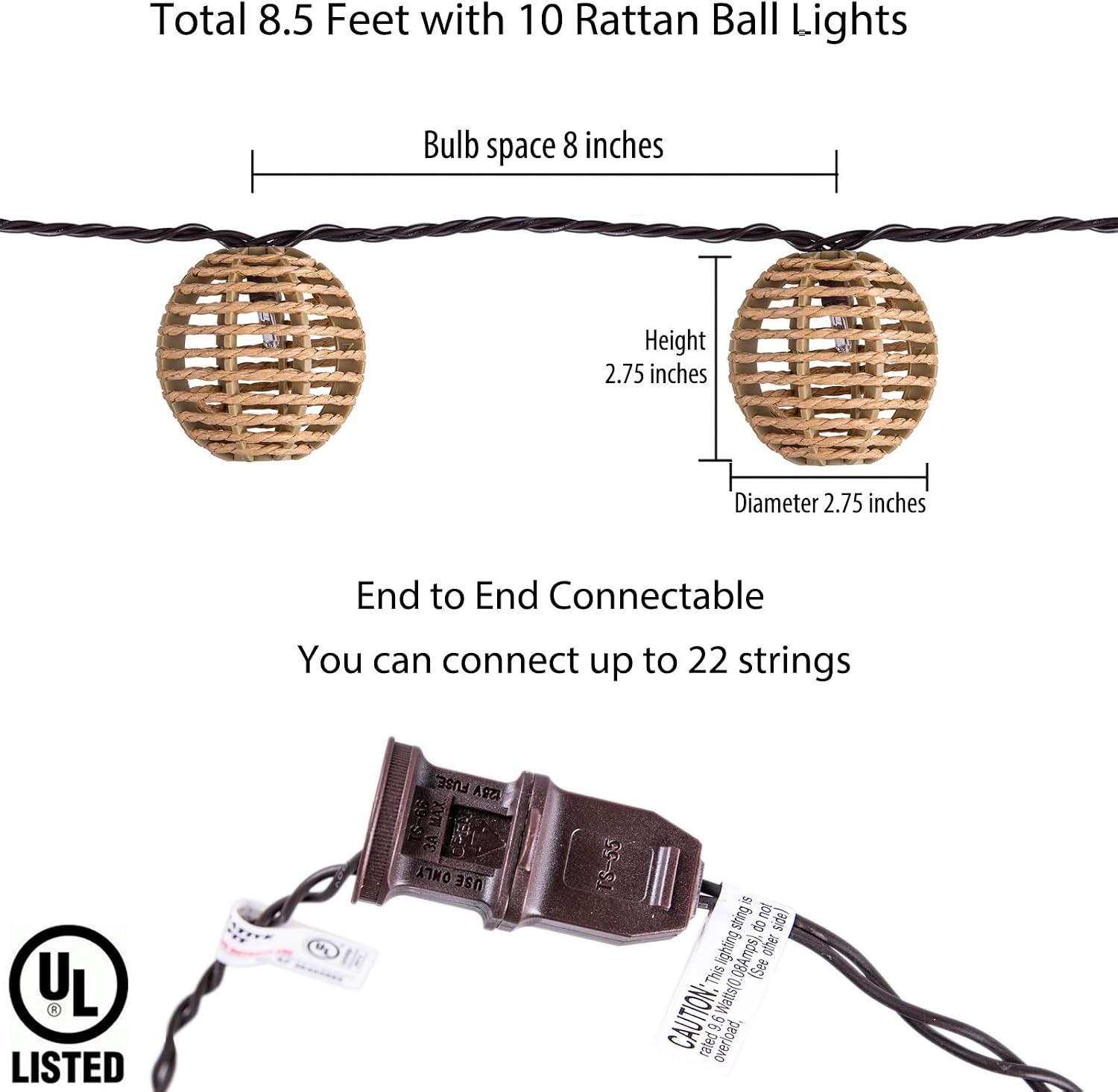 Rattan Globe Lantern String Lights