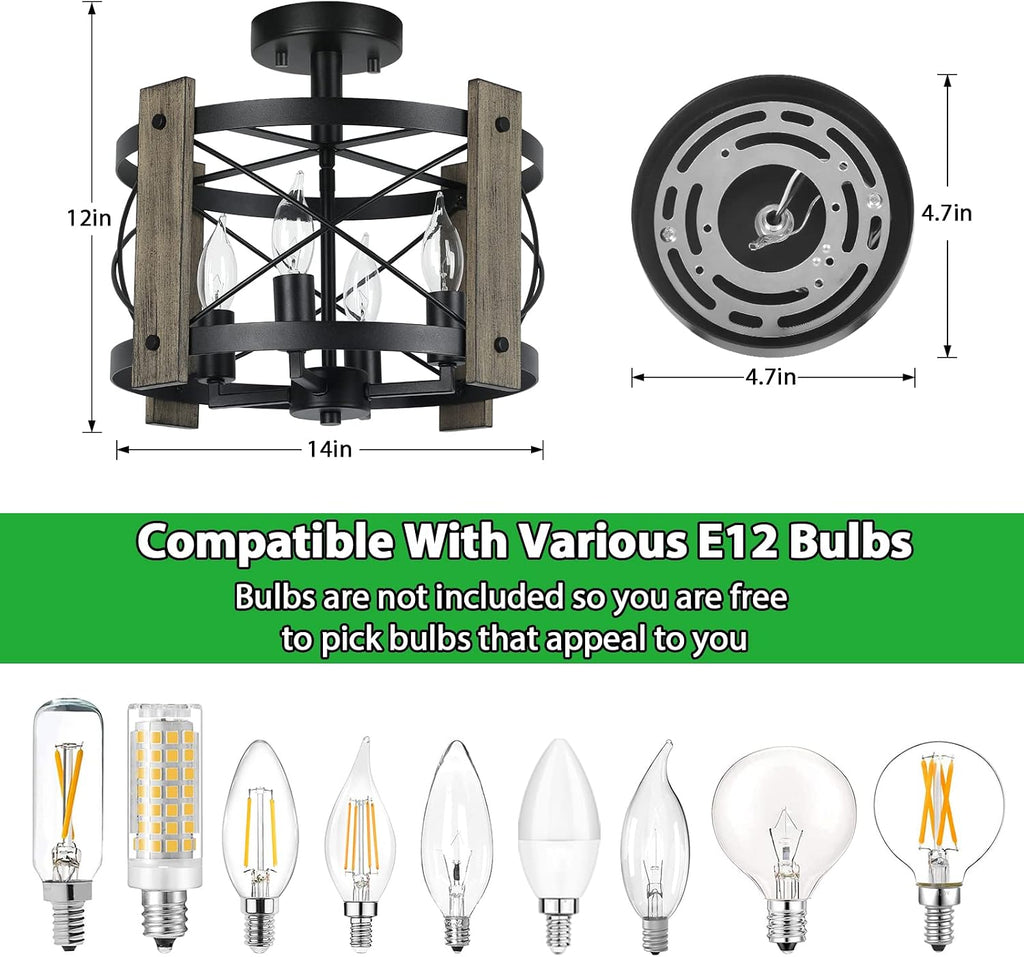 4-Light Farmhouse Ceiling Light