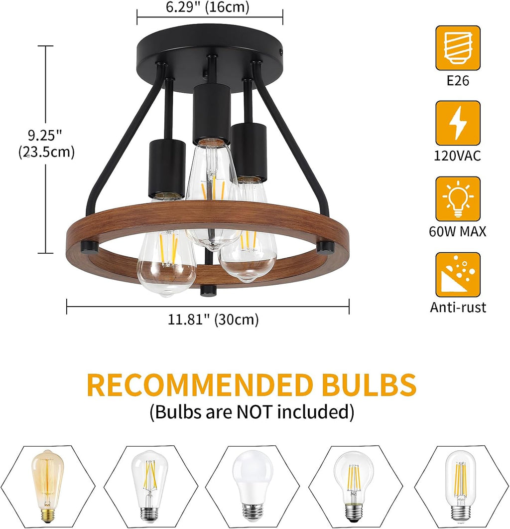 3-Light Farmhouse Ceiling Light