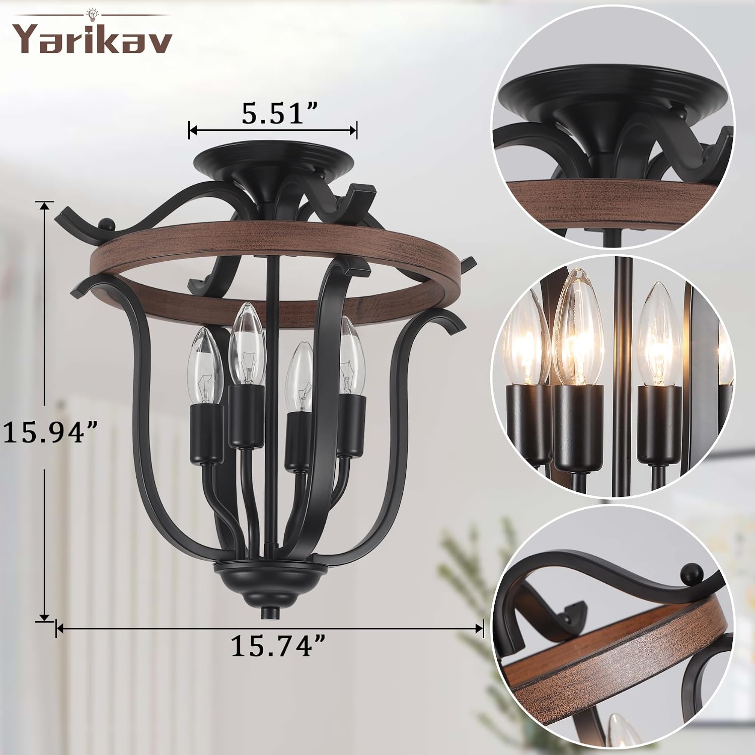 4-Light Cage Farmhouse Chandelier