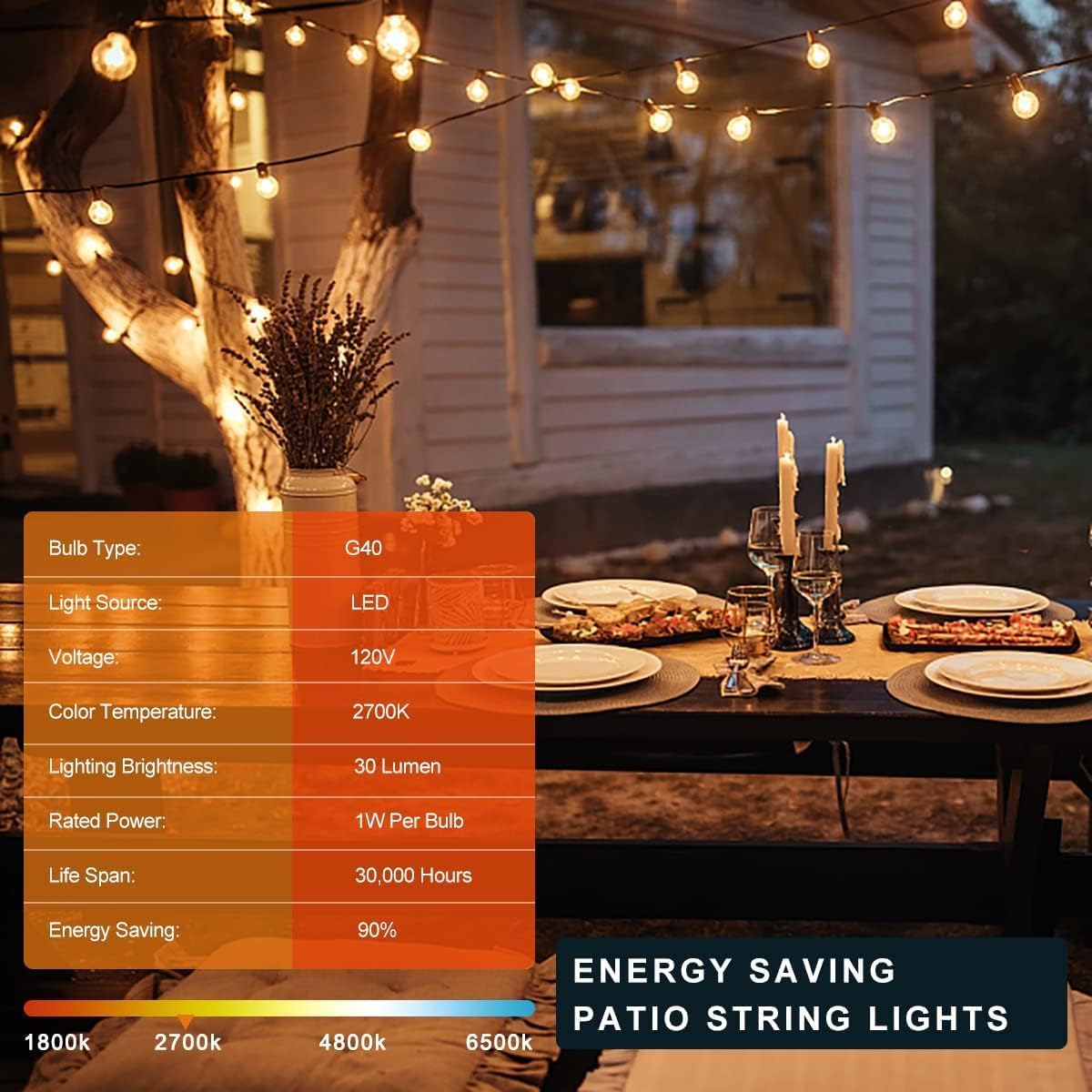 150FT Connectable Edison Globe Outdoor String Lights