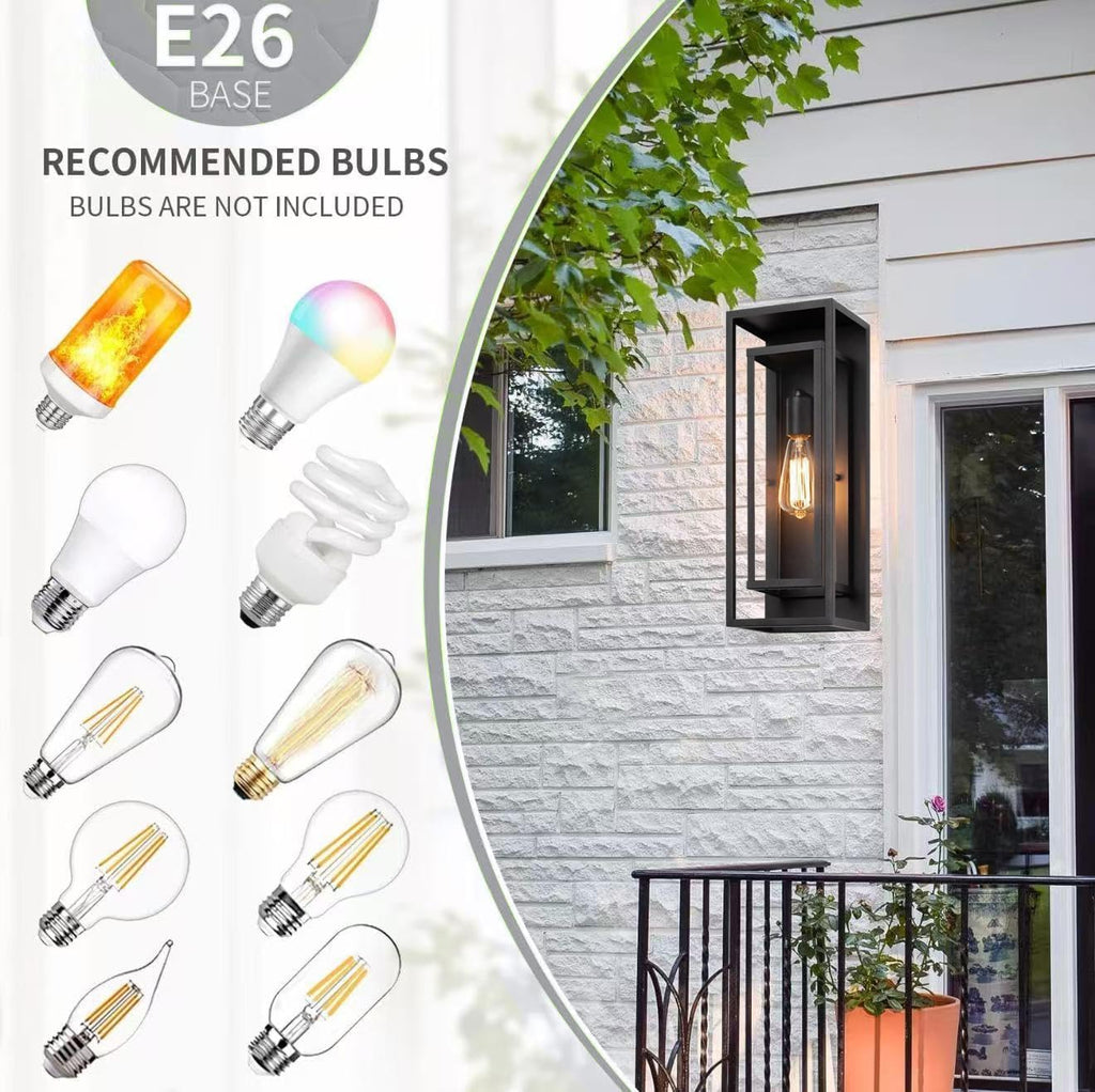2 Black Outdoor Wall Lanterns