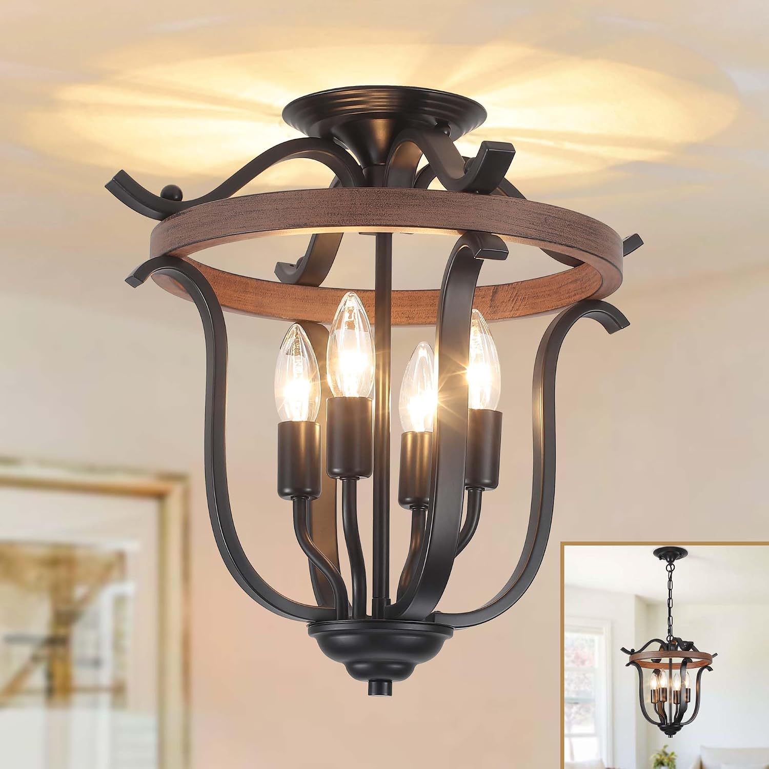 4-Light Cage Farmhouse Chandelier
