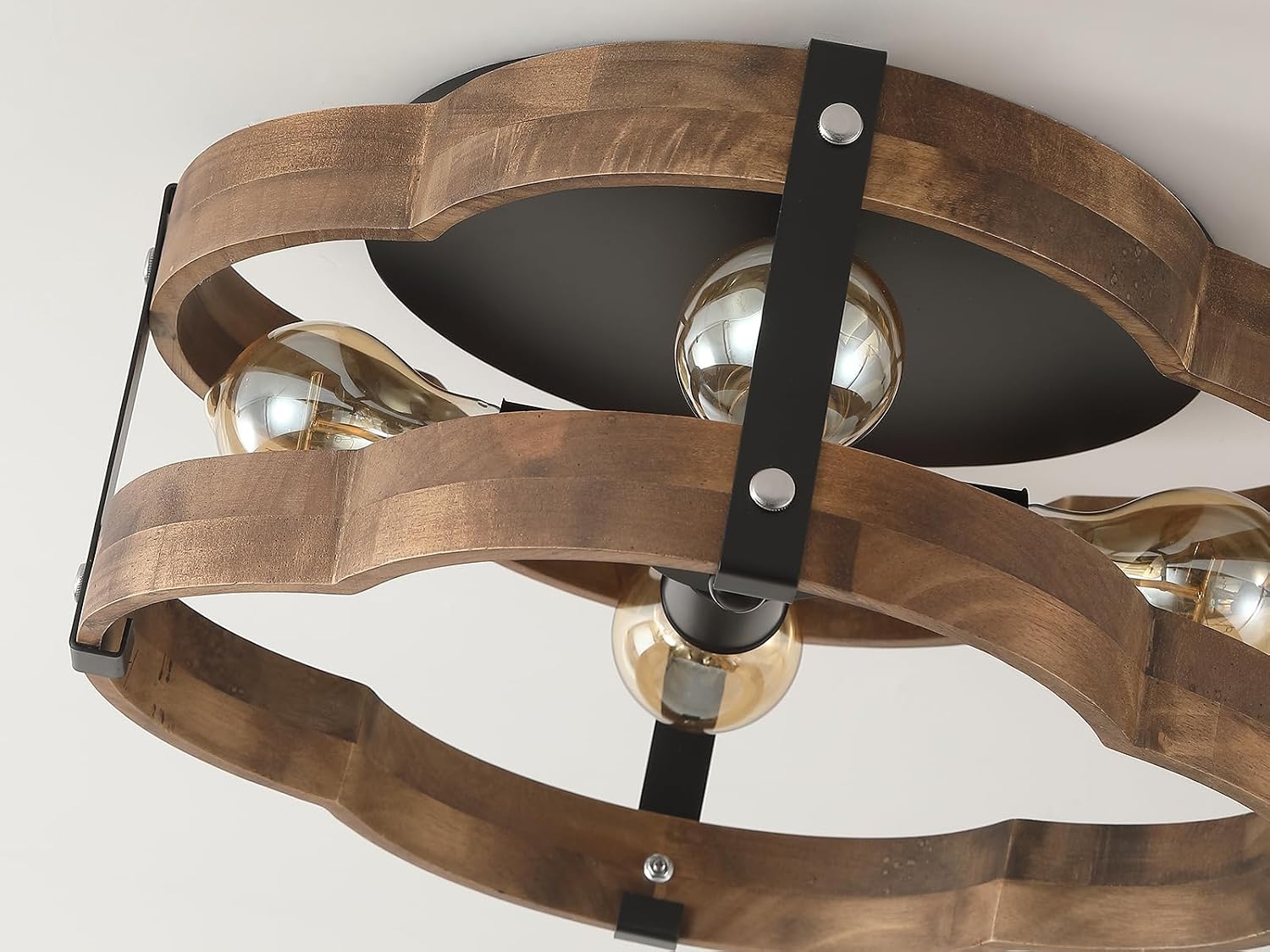 4-Light Wood Cage Farmhouse Ceiling Light