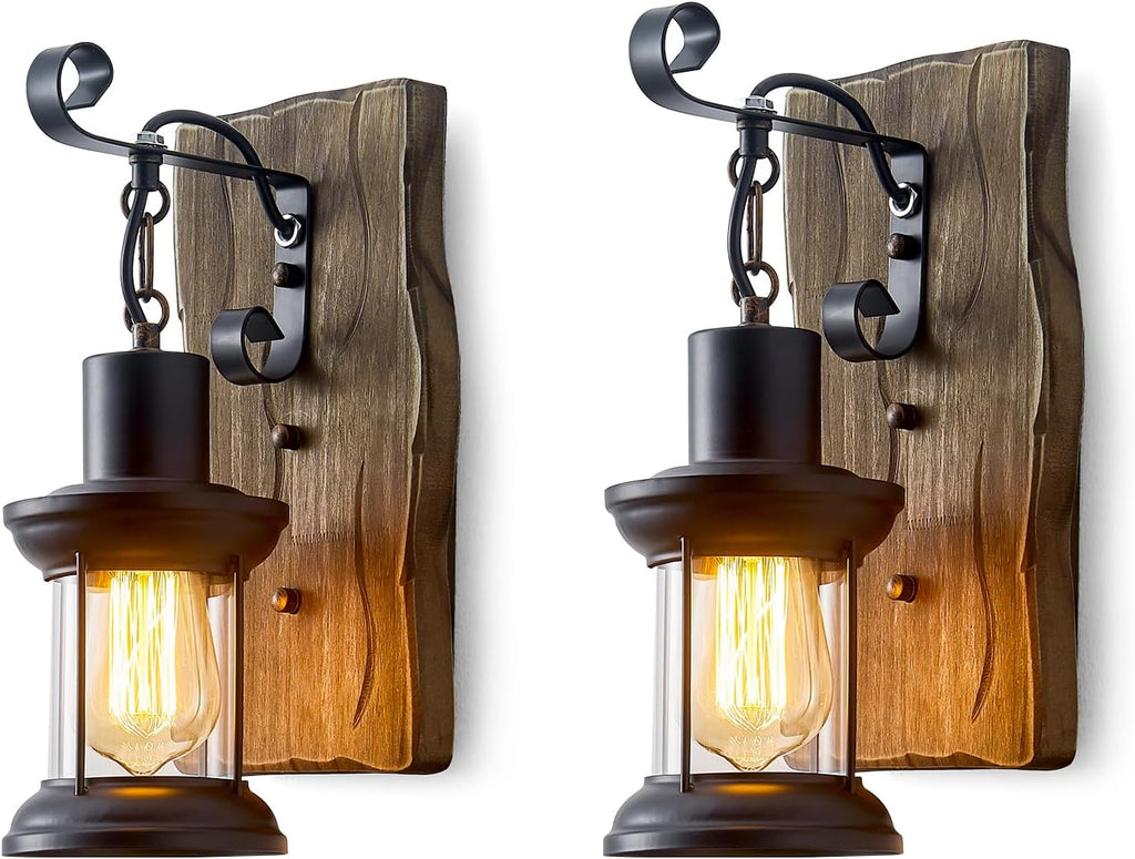 Black Wood Backplate Wall Sconce