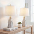 2 White Marble Modern Table Lamps