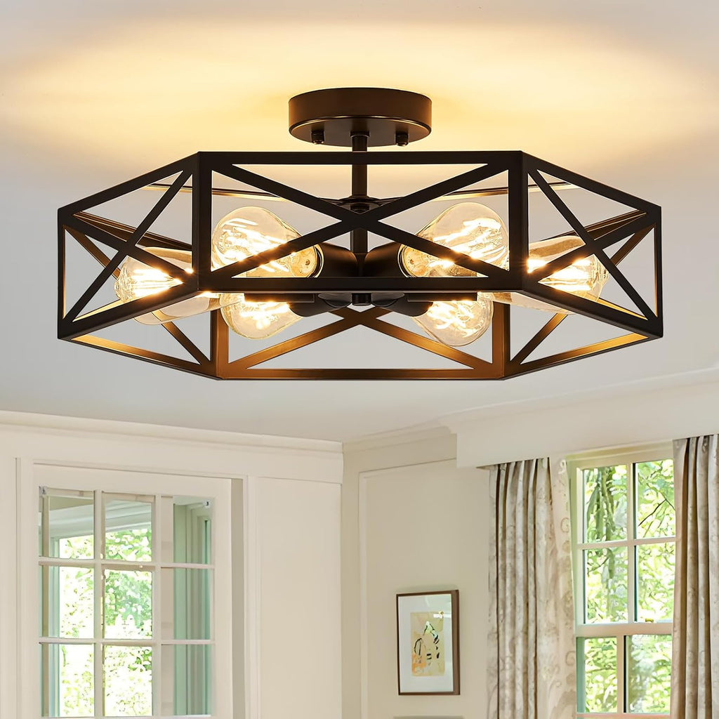 Hexagonal Farmhouse Ceiling Light