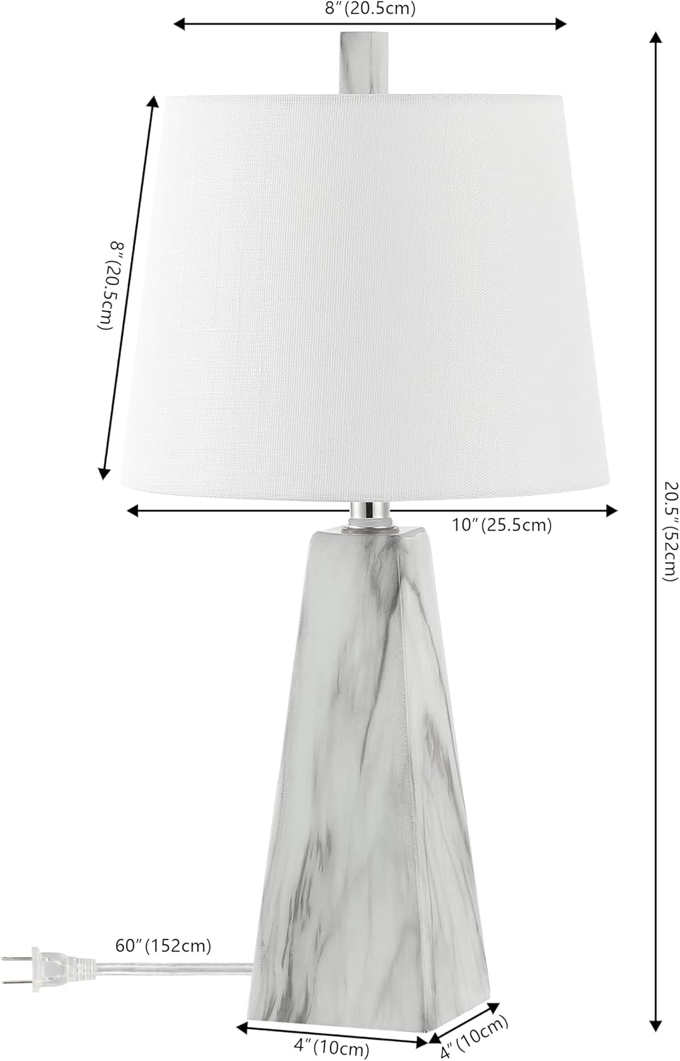2 White Marble Modern Table Lamps