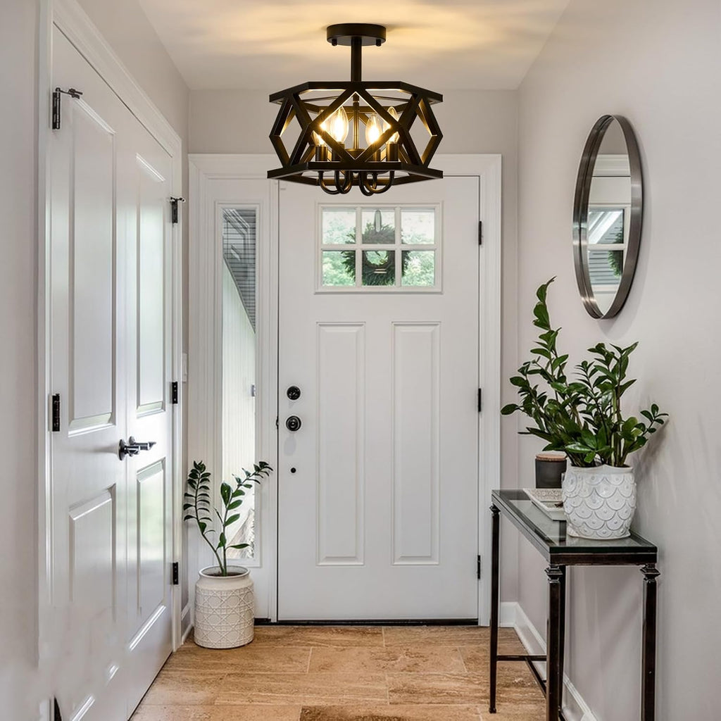 4-Light Black Farmhouse Ceiling Light