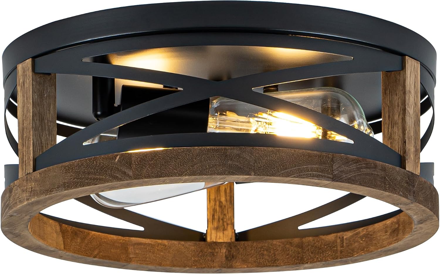 2-Light Wood Farmhouse Ceiling Light
