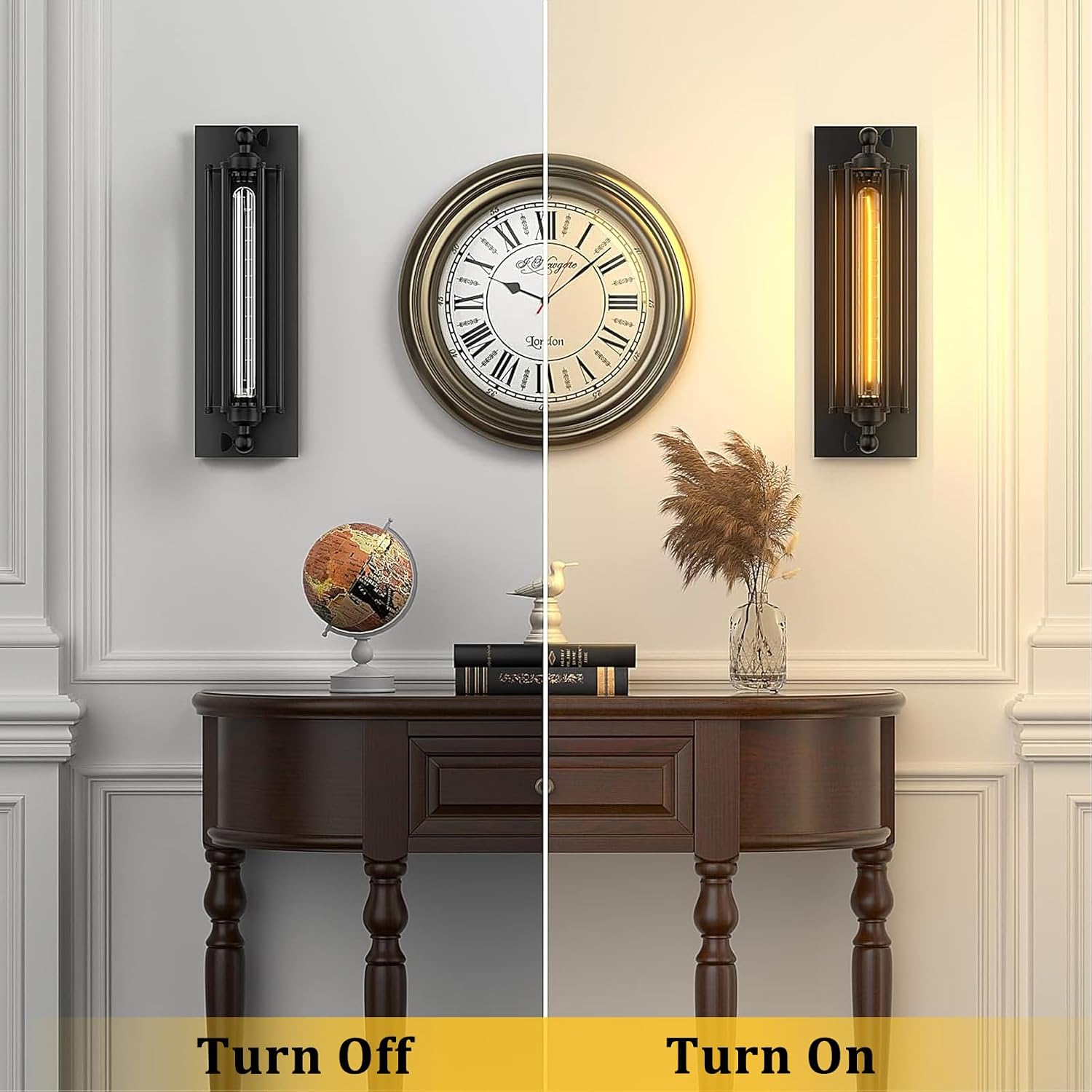 2 Black Industrial Wall Sconces