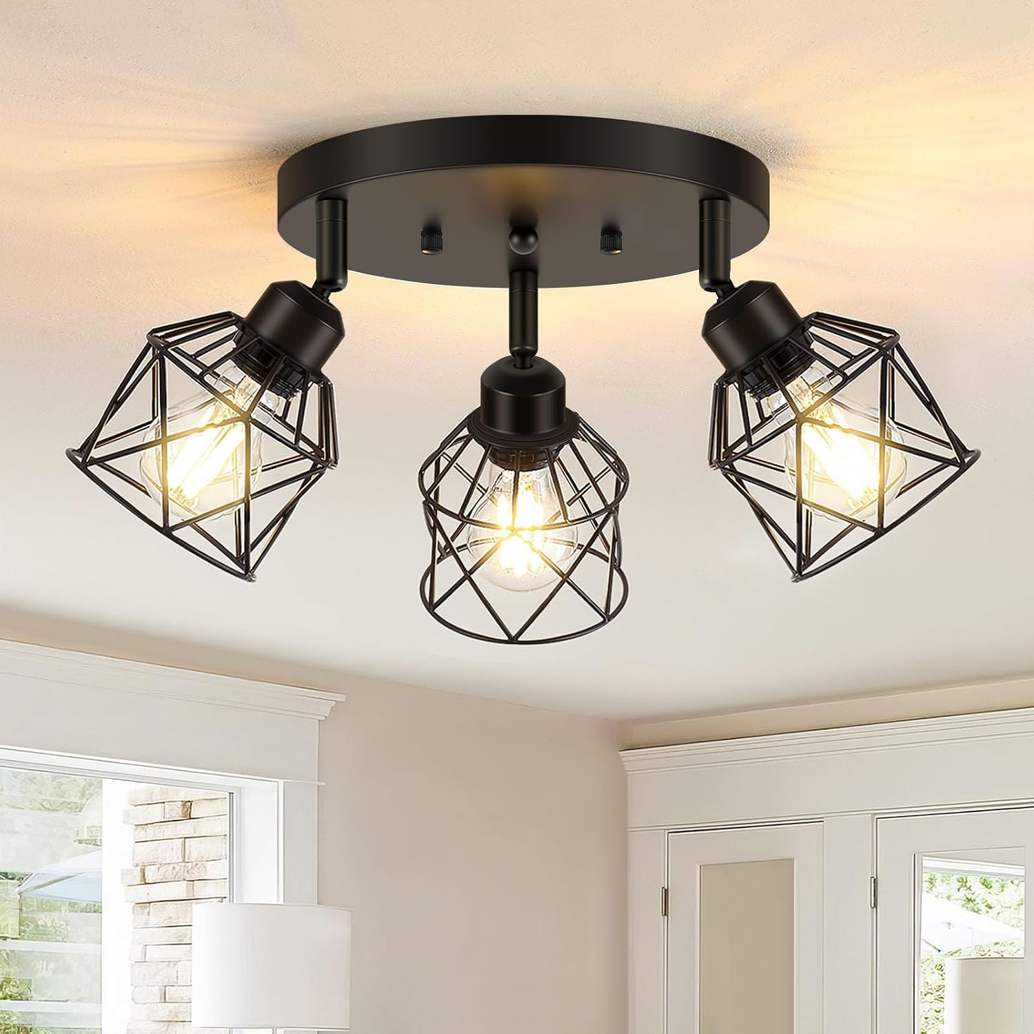 3-Light Adjustable Cage Ceiling Light