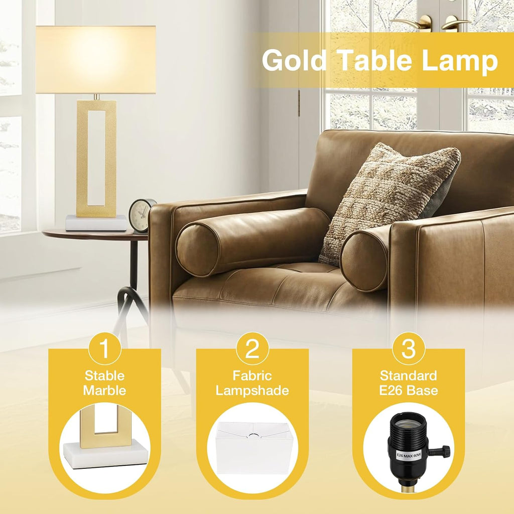 Gold Marble Base Tall Table Lamp
