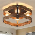 4-Light Wood Cage Farmhouse Ceiling Light