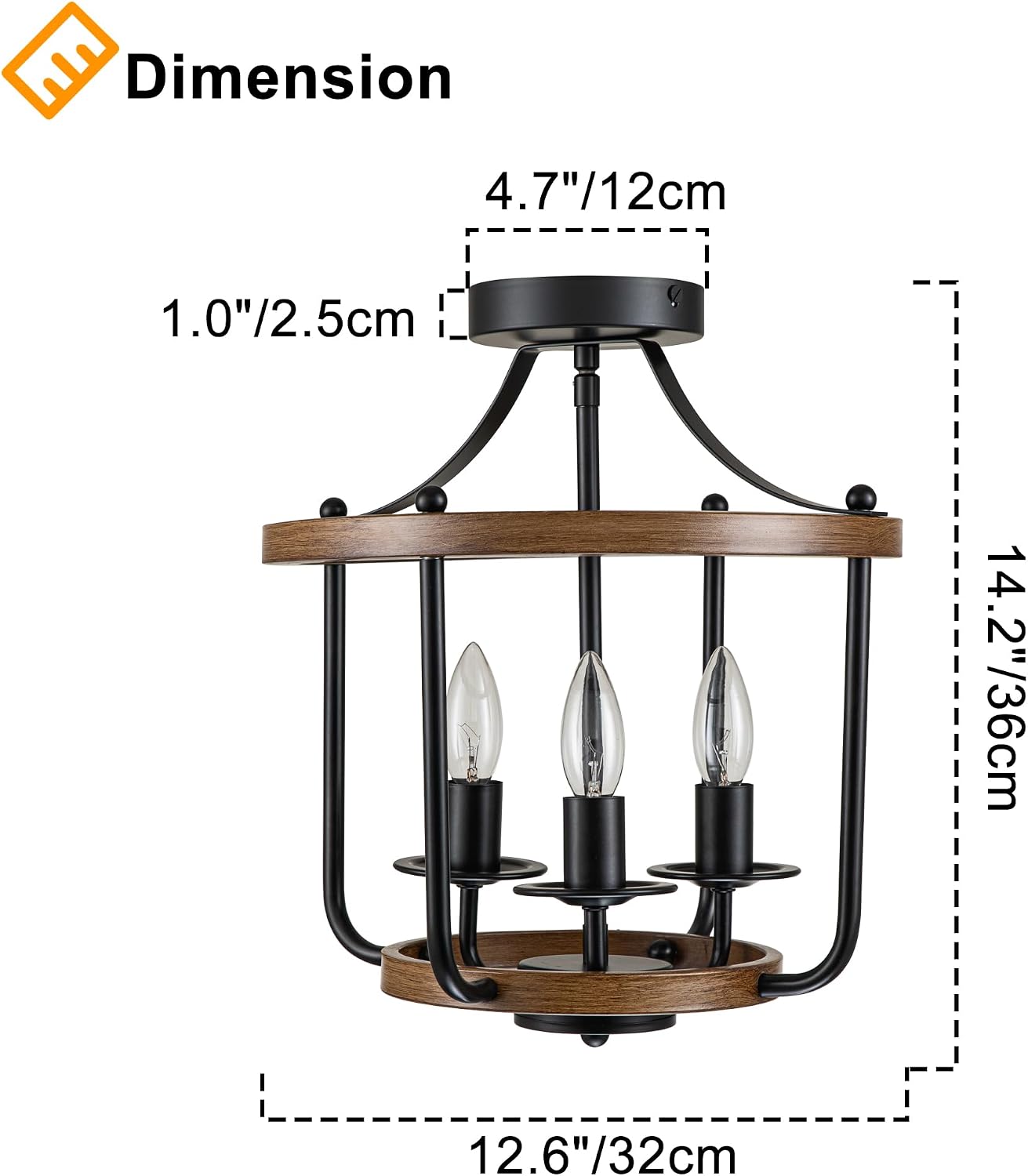3-Light Cage Farmhouse Ceiling Light