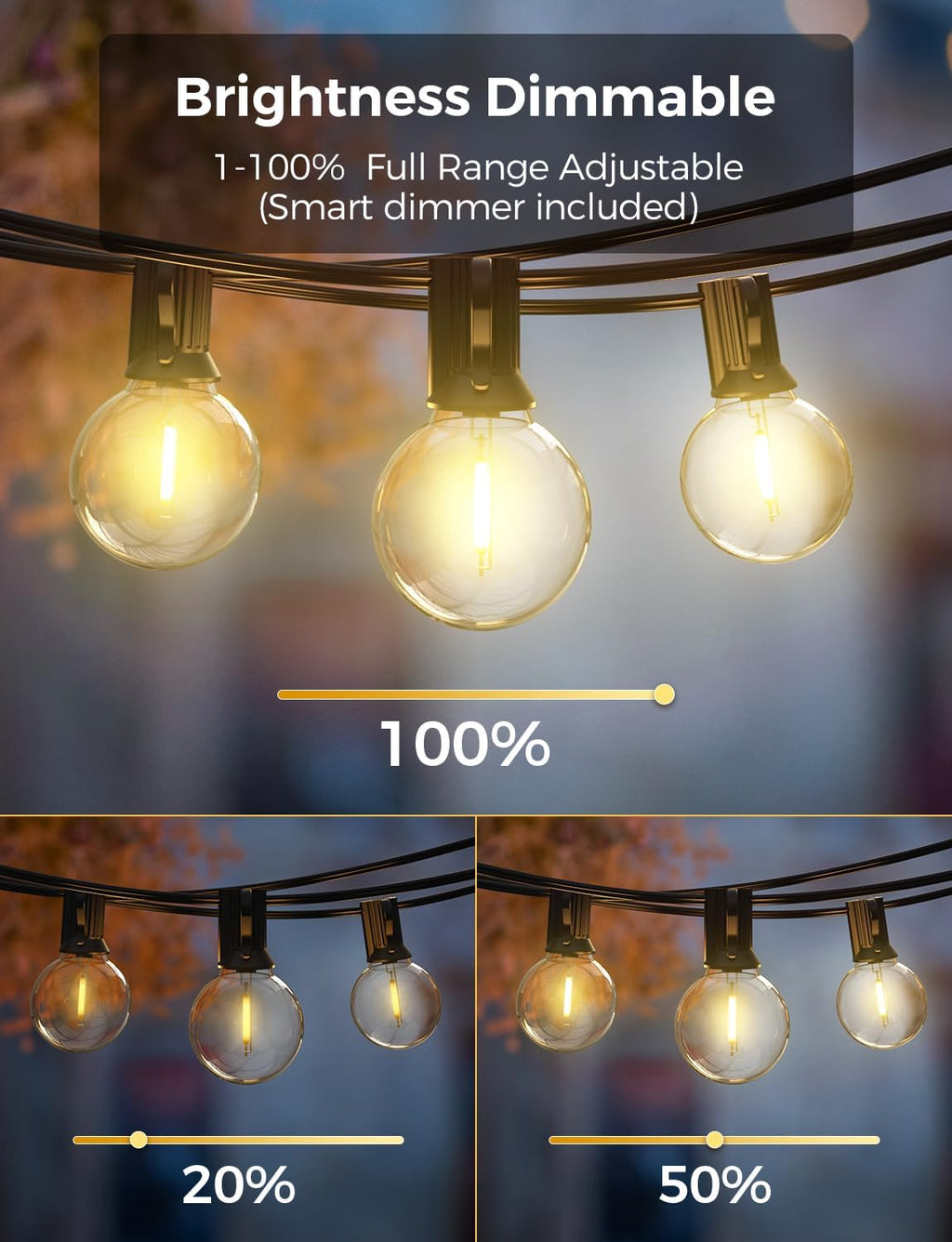 50FT Smart APP G40 Globe String Lights Works with Alexa