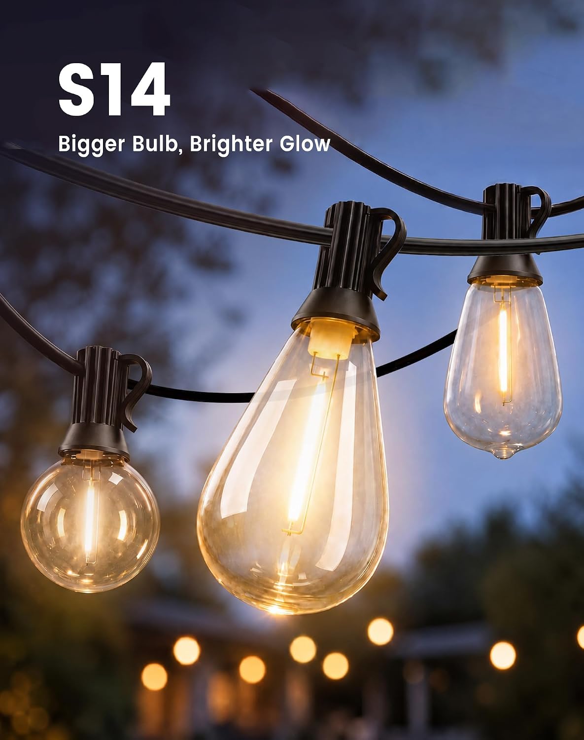 110FT Dimmable LED Outdoor Globe String Lights